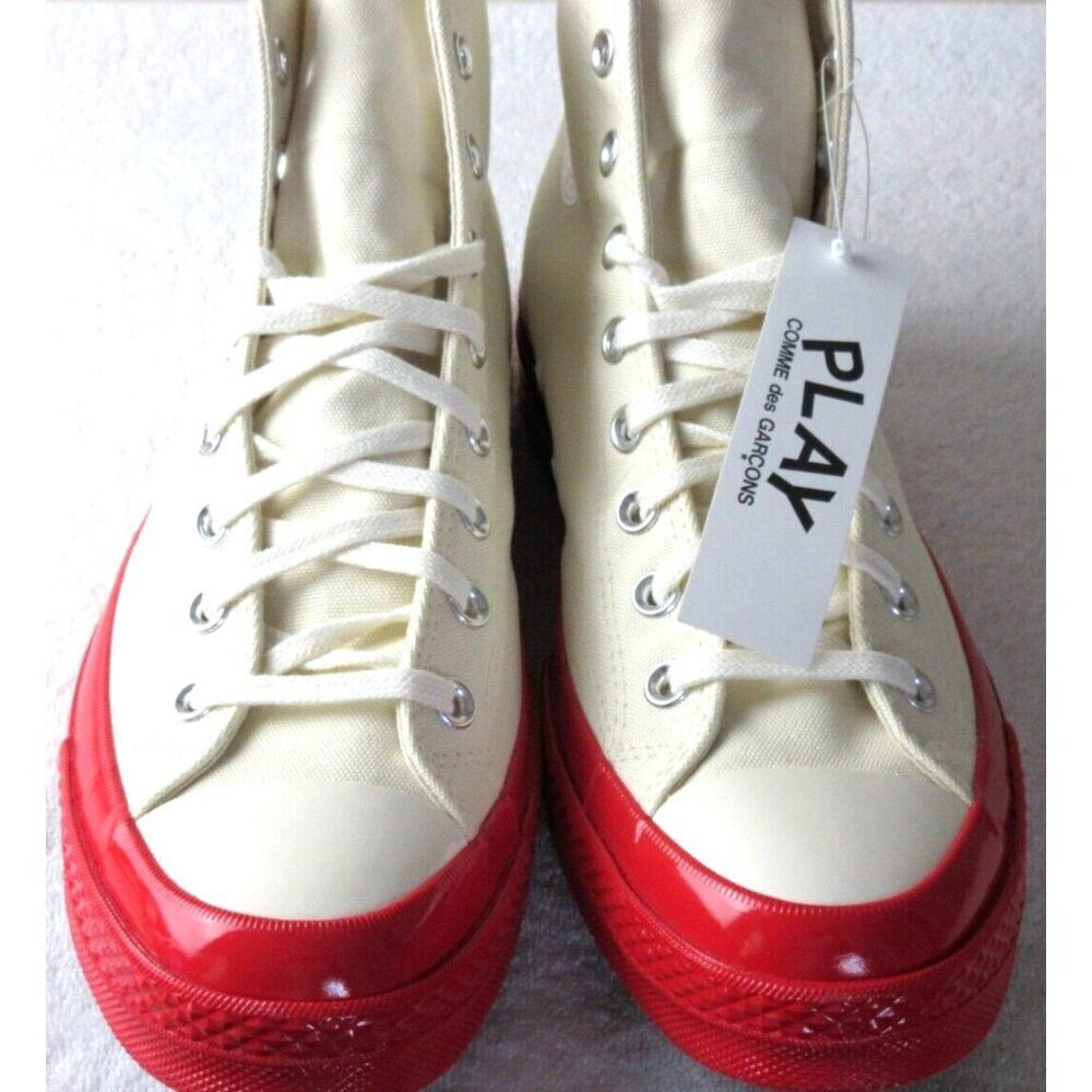 Converse Men's Chuck 70 CDG HI Top Canvas Shoes White Red Egret Sizes NIB - Picture 3 of 7
